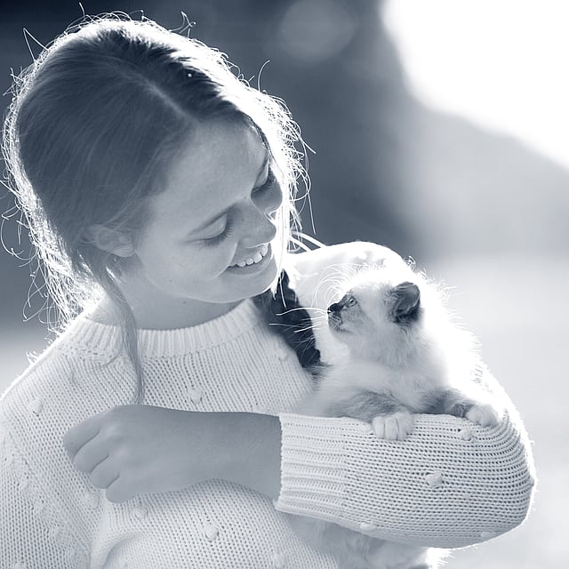 Un enfant tenant un chat.