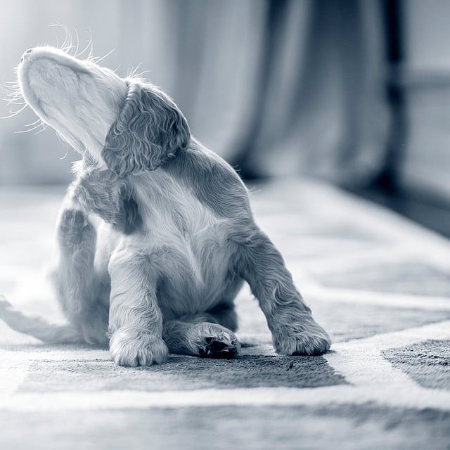 Hond krabt aan oor