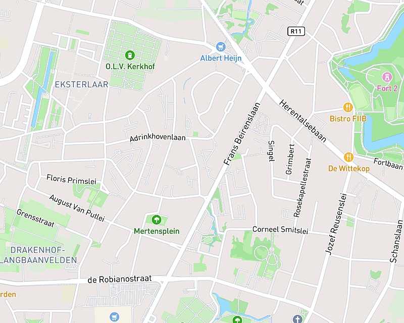 Une carte affichant l'emplacement de AniCura Clinique Vétérinaire Randstad à Borsbeek