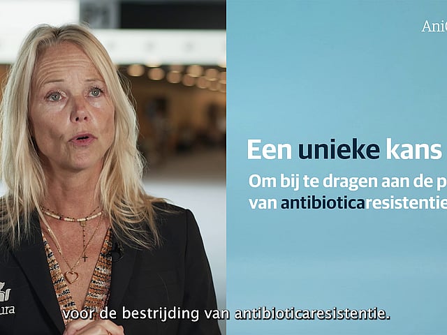 Een persoon met blond haar en een blauwe achtergrond.